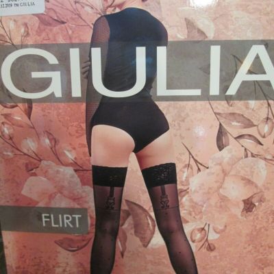 GIULIA FLIRT CRISS CROSS DOTS  HOLD UP STOCKINGS  20 DEN 2 SIZES BLACK